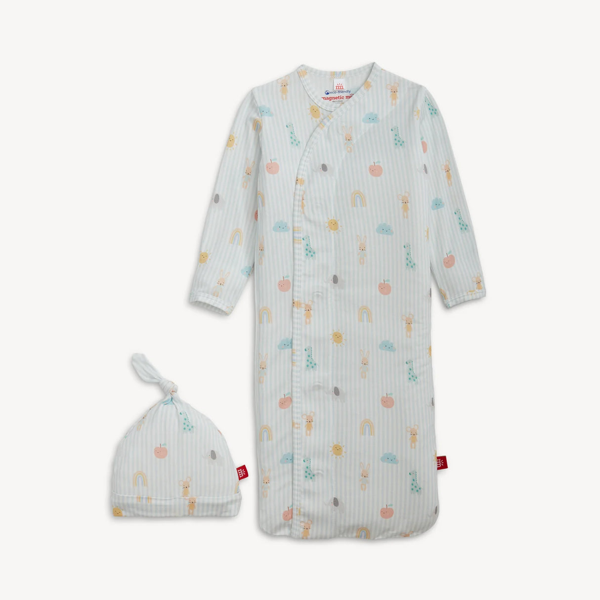 Magnetic Me Lullaby Sky Blue Modal Magnetic Gown + Hat Set | NB-3M