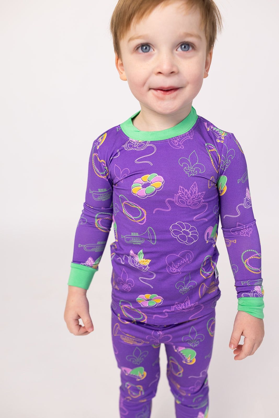 Southern Slumber Mardi Gras Purple 2-Piece Bamboo Pajama Set