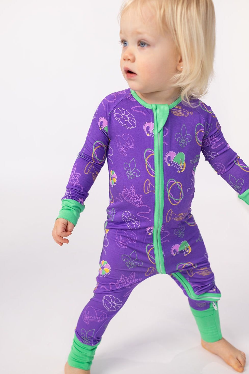 Southern Slumber Mardi Gras Purple Double Zipper Bamboo Sleeper