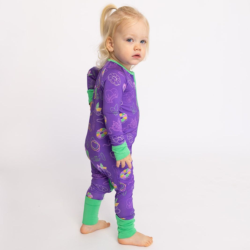 Southern Slumber Mardi Gras Purple Double Zipper Bamboo Sleeper