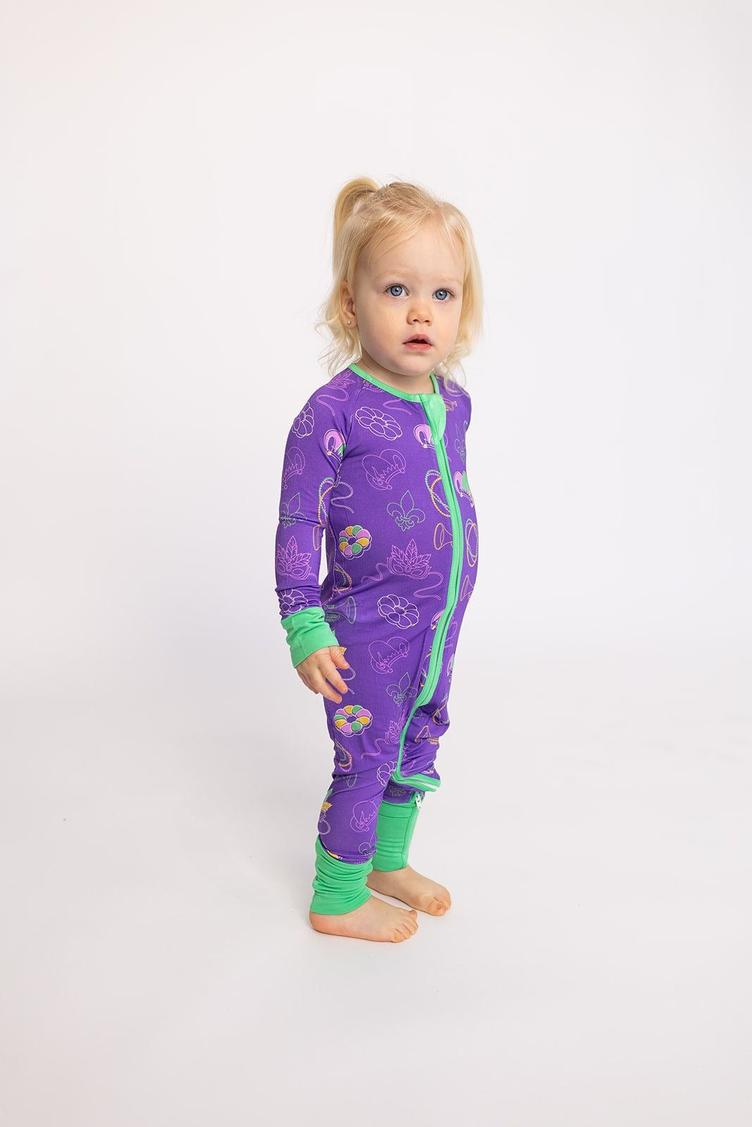 Southern Slumber Mardi Gras Purple Double Zipper Bamboo Sleeper