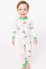Southern Slumber Mardi Gras White 2-Piece Bamboo Pajama Set