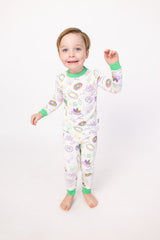 Southern Slumber Mardi Gras White 2-Piece Bamboo Pajama Set