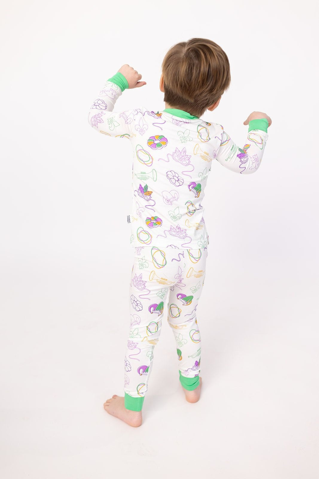 Southern Slumber Mardi Gras White 2-Piece Bamboo Pajama Set