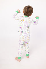 Southern Slumber Mardi Gras White 2-Piece Bamboo Pajama Set