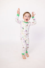 Southern Slumber Mardi Gras White 2-Piece Bamboo Pajama Set