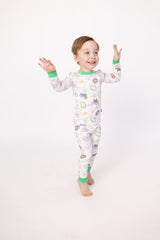 Southern Slumber Mardi Gras White 2-Piece Bamboo Pajama Set
