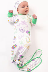 Southern Slumber Mardi Gras White Bamboo Knotted Gown