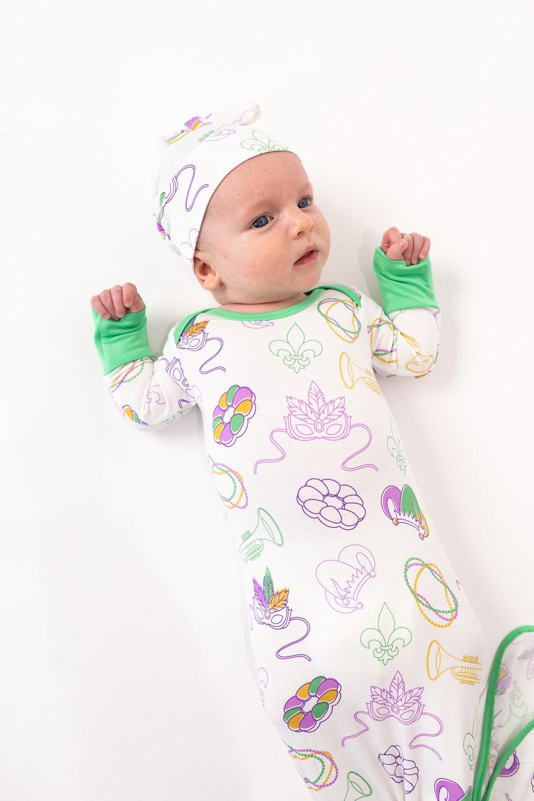 Southern Slumber Mardi Gras White Bamboo Knotted Gown