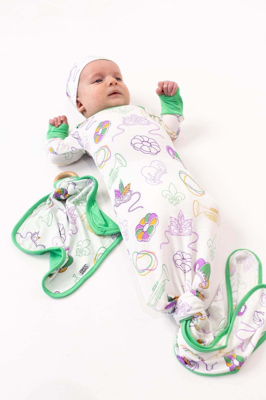 Southern Slumber Mardi Gras White Bamboo Knotted Gown