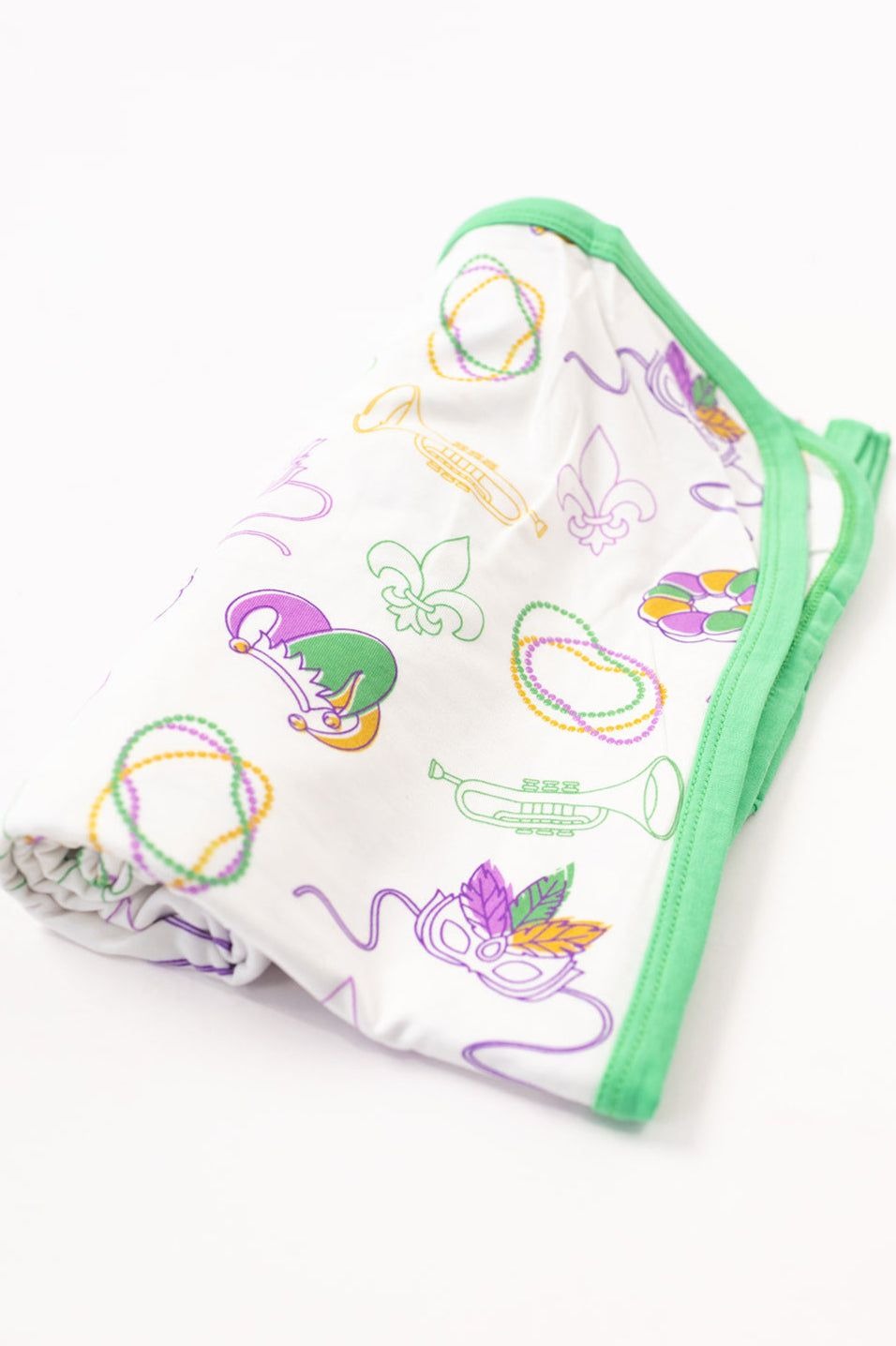 Southern Slumber Mardi Gras White Bamboo Swaddle Blanket
