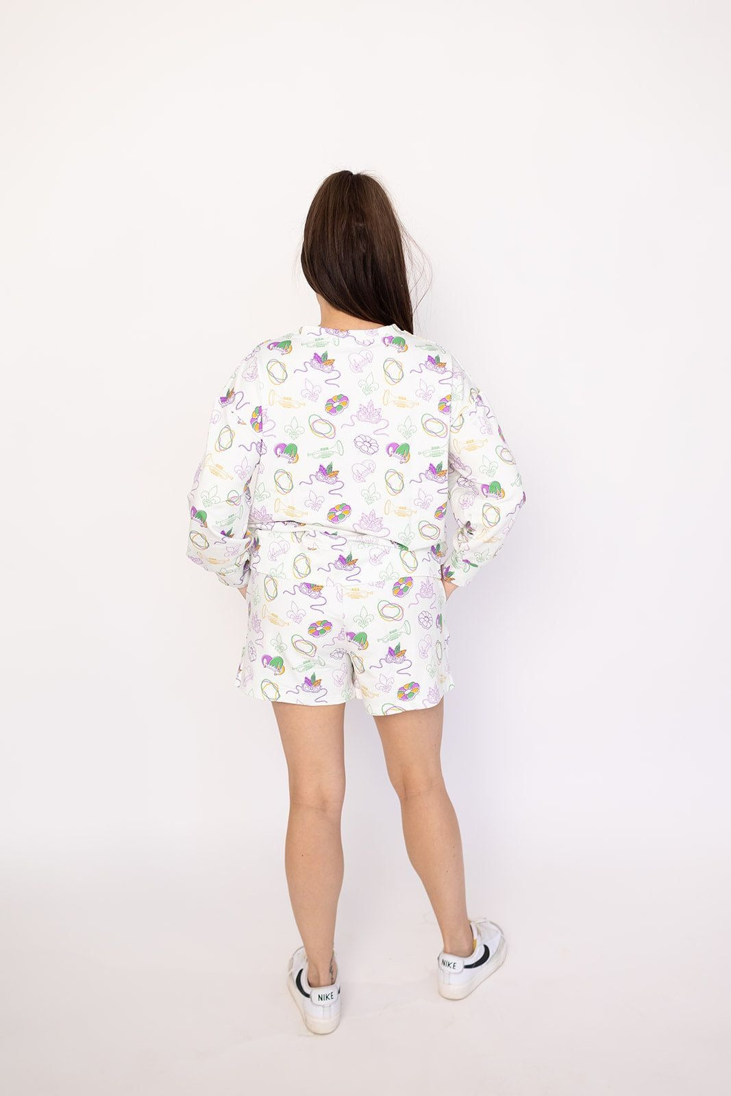 Southern Slumber Mardi Gras White Bamboo Womens Sweatshirt Set