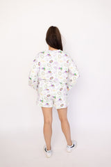 Southern Slumber Mardi Gras White Bamboo Womens Sweatshirt Set
