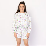 Southern Slumber Mardi Gras White Bamboo Womens Sweatshirt Set