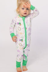 Southern Slumber Mardi Gras White Double Zipper Bamboo Sleeper