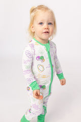 Southern Slumber Mardi Gras White Double Zipper Bamboo Sleeper