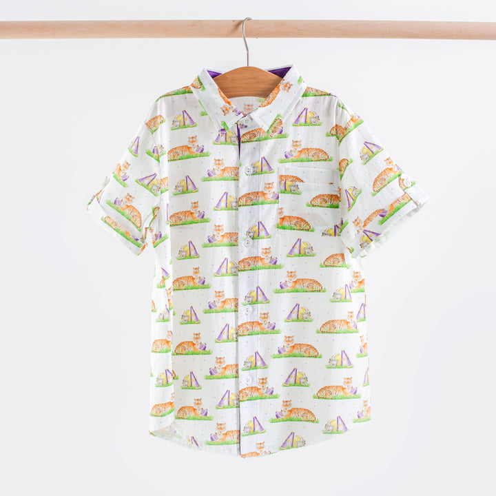 LSU Mascot Mania Short Sleeved Collared Shirt