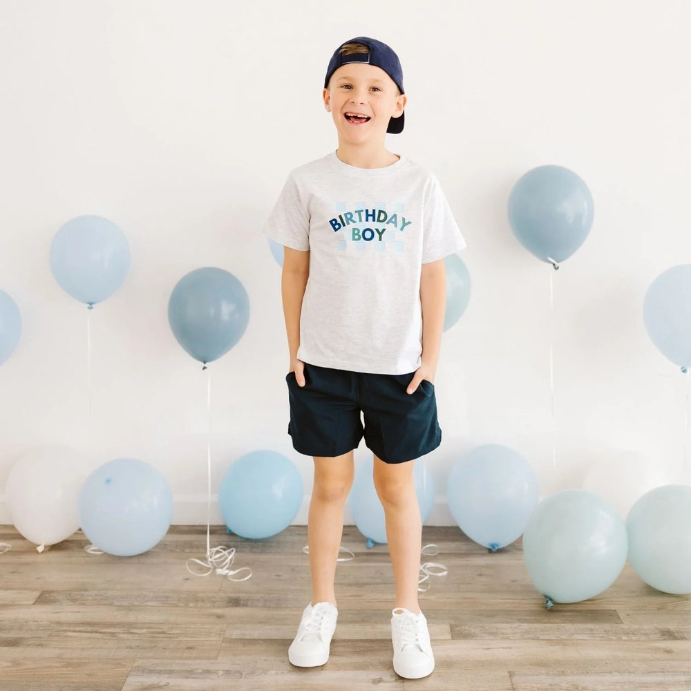 Sweet Wink Birthday Boy Checker Sleeve T-Shirt