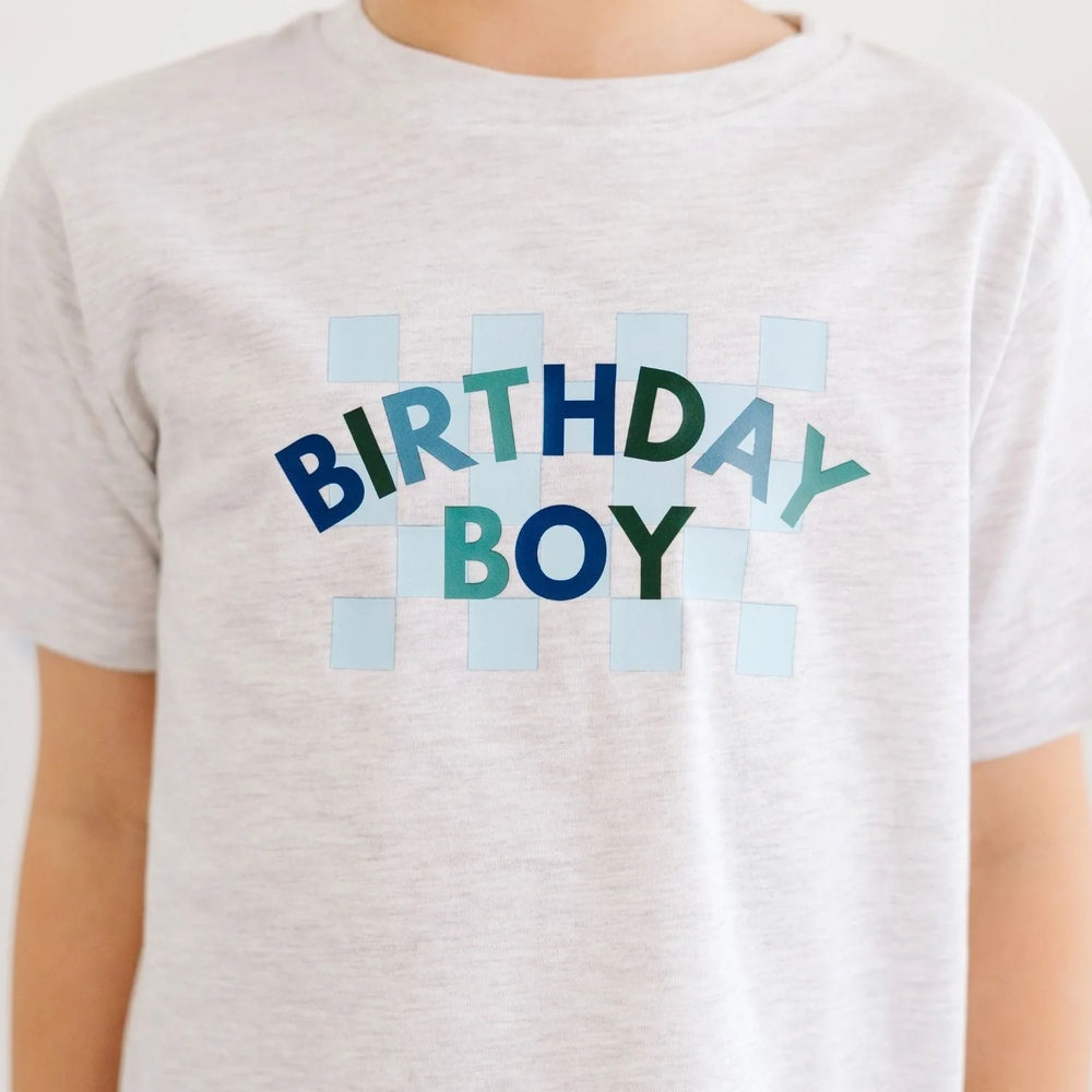 Sweet Wink Birthday Boy Checker Sleeve T-Shirt