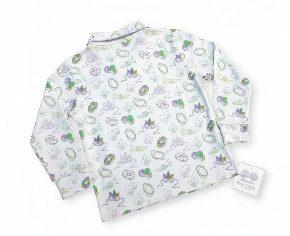 Oak Lane Long Sleeve Mardi Gras Polo Shirt