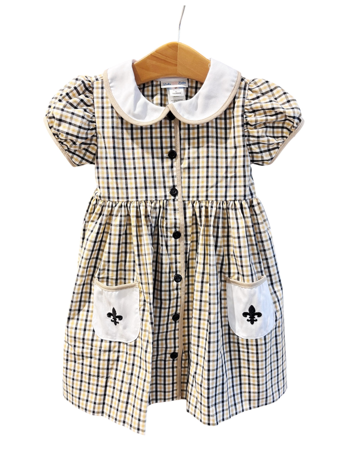 Fleur De Lis Saints Embroidered Pocket Dress
