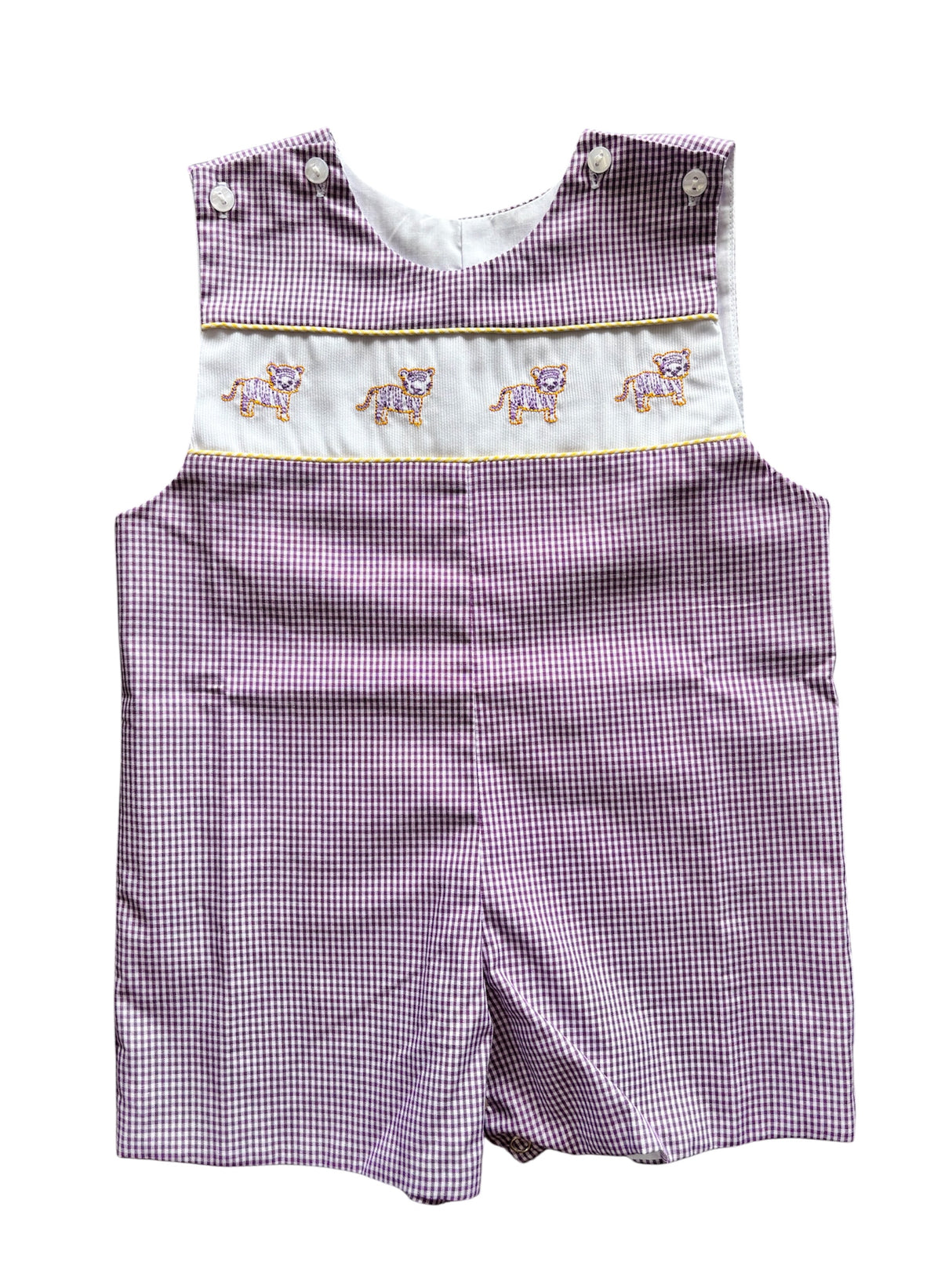 LSU Purple Gingham Smock Shortall