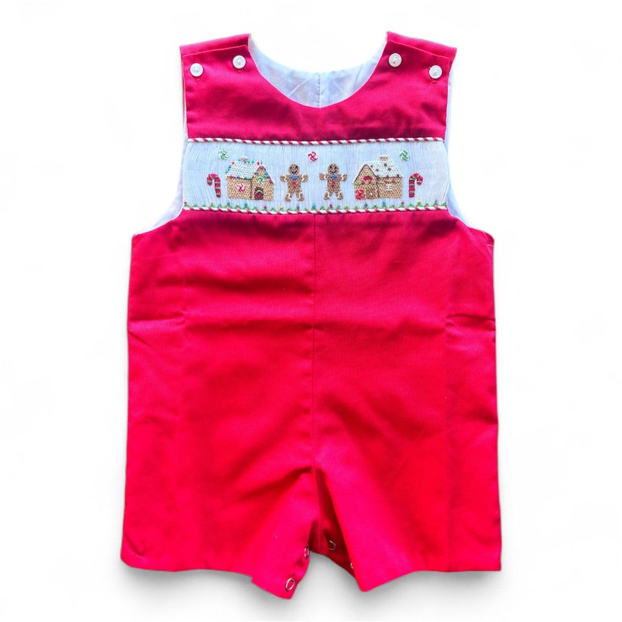 Pete Gingerbread Smock Green Red Shortall