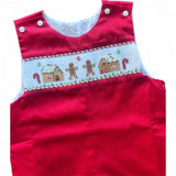 Pete Gingerbread Smock Green Red Shortall