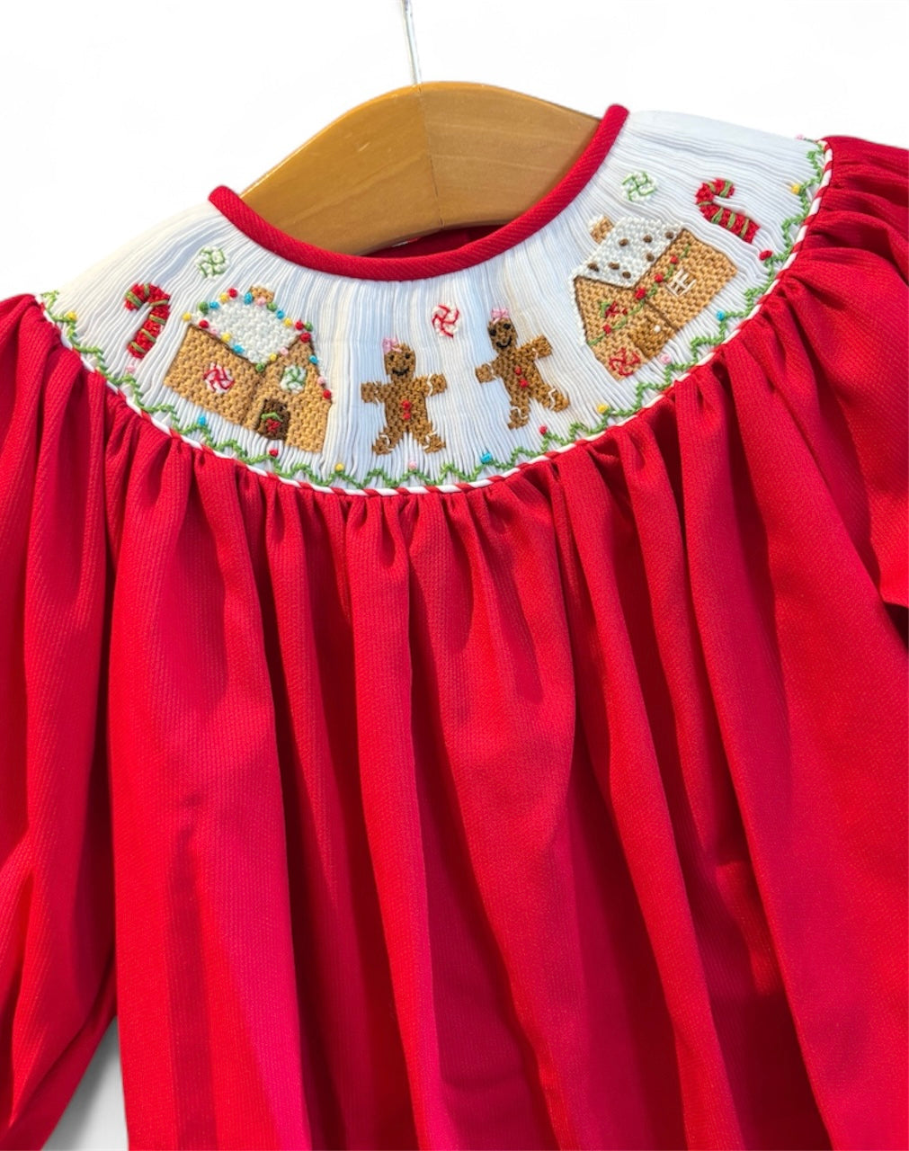 Emma Gingerbread Smock Red Bishop Dress
