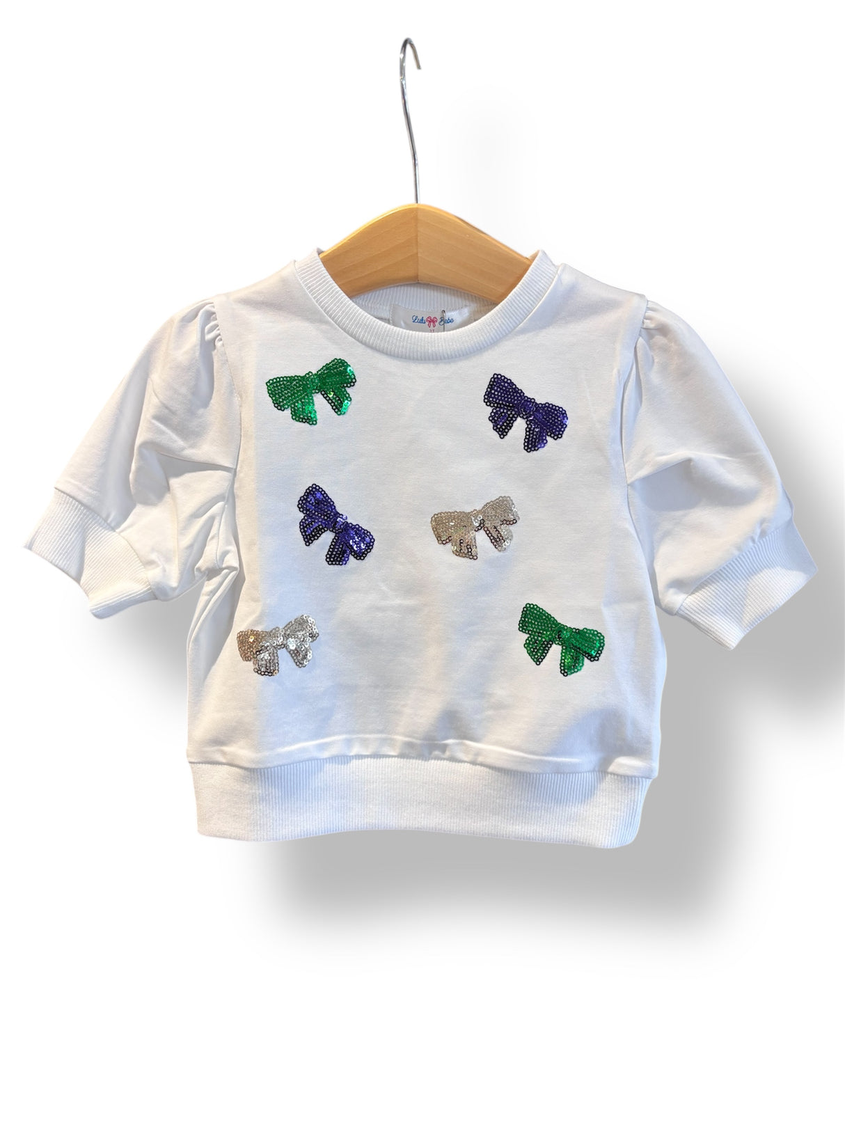 Mardi Gras Bows Sequin Shirt | White