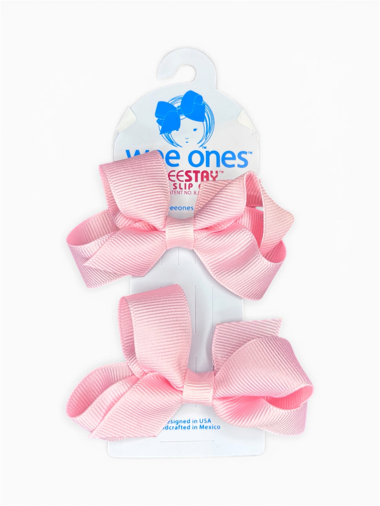 Wee Ones Light Pink Mini Grosgrain Bow Pair Set