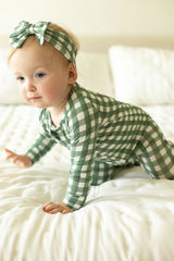 Southern Slumber Green Gingham Double Zipper Bamboo Sleeper