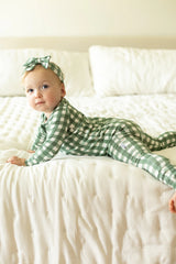 Southern Slumber Green Gingham Double Zipper Bamboo Sleeper