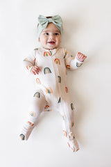 Kyte Baby Bamboo Zippered Footie | Retro Rainbow