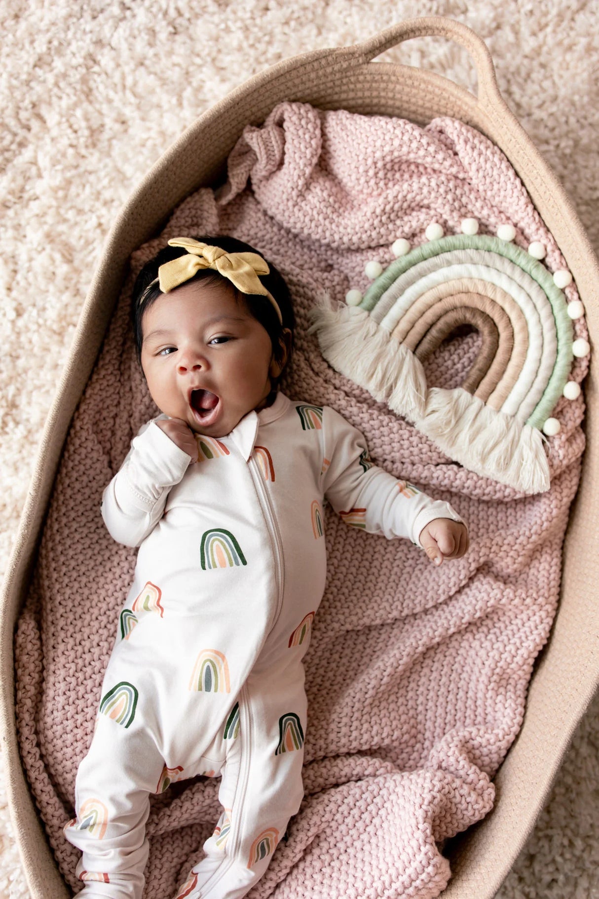 Kyte Baby Bamboo Zippered Footie | Retro Rainbow
