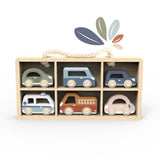 Speedy Monkey Wooden Car Display Case with 6 Vehicles