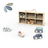 Speedy Monkey Wooden Car Display Case with 6 Vehicles
