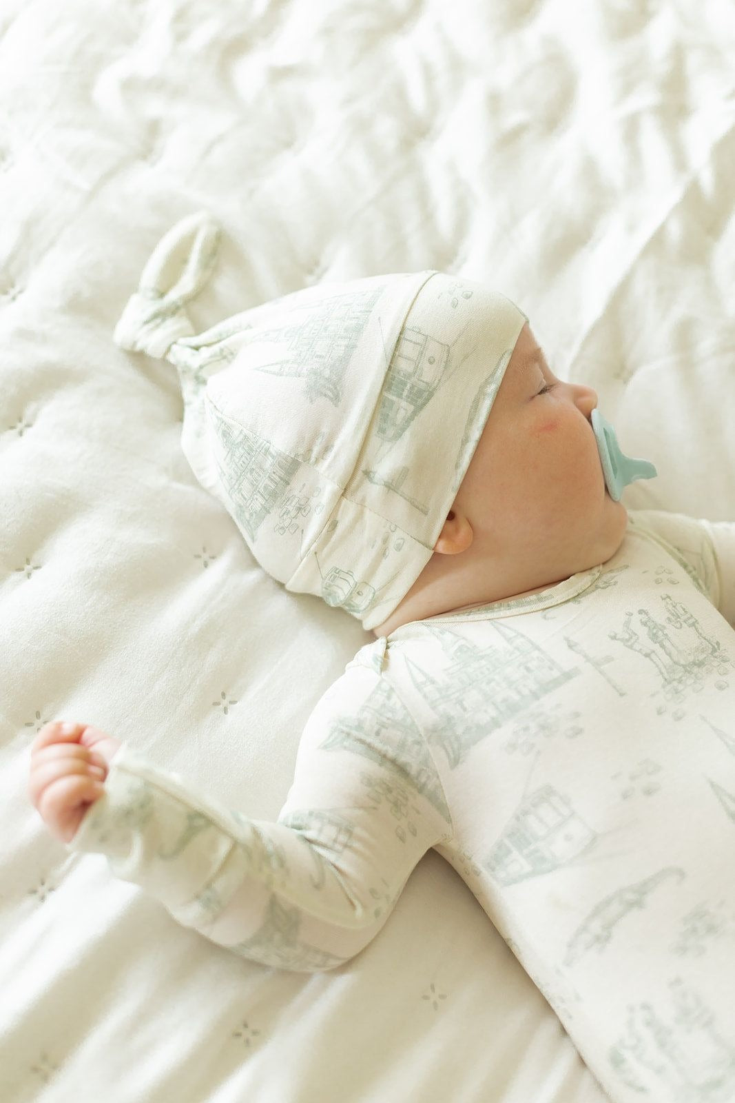 Southern Slumber Sage Toile Bamboo Knotted Gown | NB