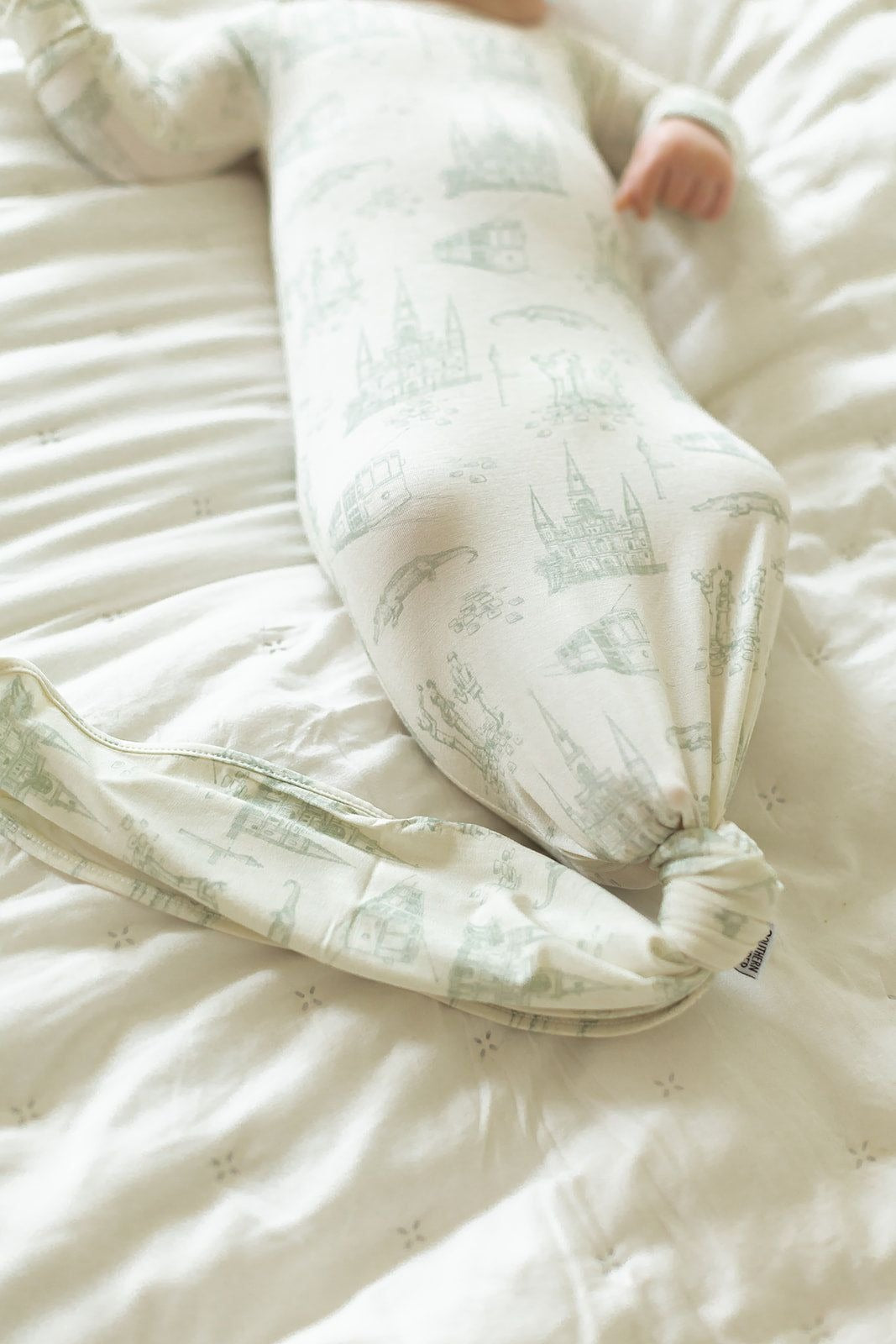 Southern Slumber Sage Toile Bamboo Knotted Gown | NB