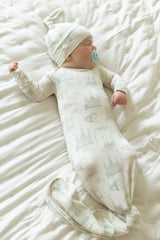 Southern Slumber Sage Toile Bamboo Knotted Gown | NB