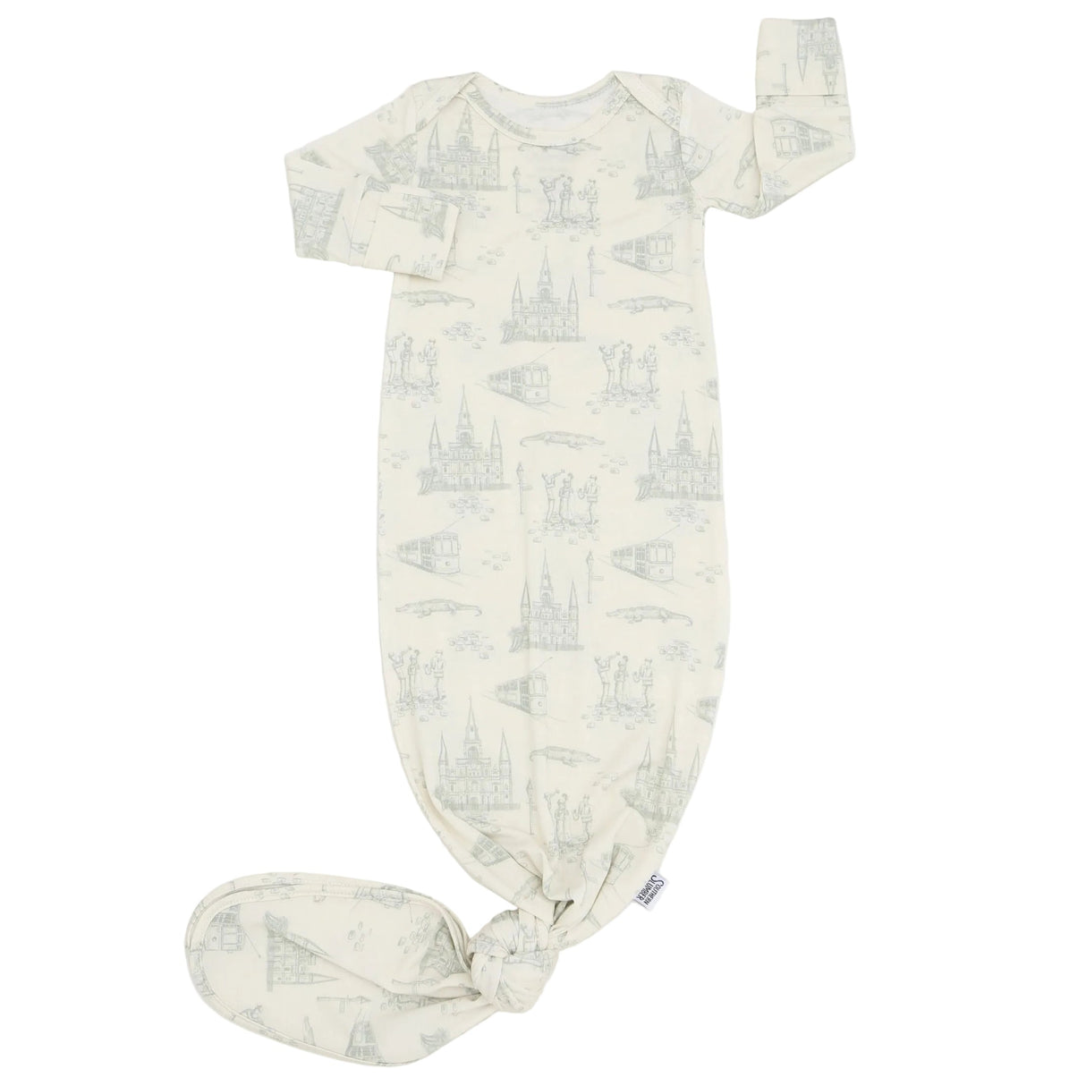 Southern Slumber Sage Toile Bamboo Knotted Gown | NB