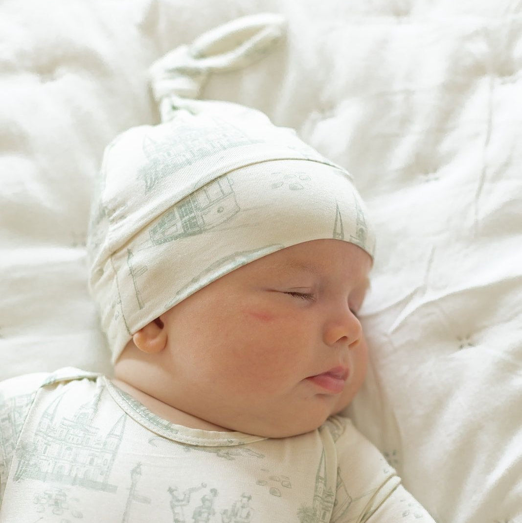 Southern Slumber Sage Toile Bamboo Knotted Hat