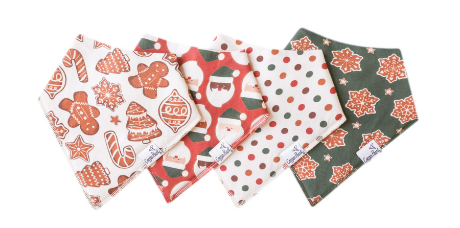 Baby Bandana Bib 4-Pack Set |  Gingerbread