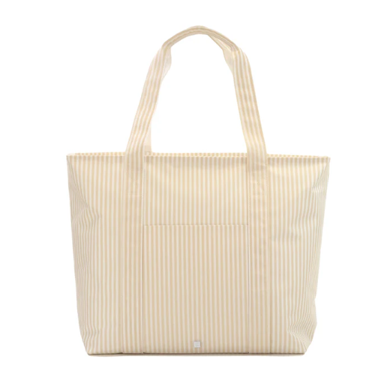 TRVL Design Jumbo Tote X-Large Coated Zipper Tote | Pimlico Stripe Sand