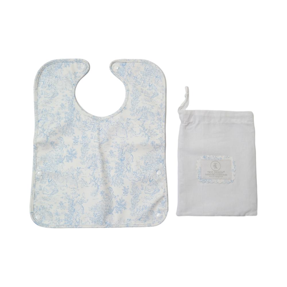 TRVL Design Best Bib Coated Foldable Pocket Bib | Bunny Toile Blue