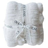 Caden Lane Winter White Double-Ruched Luxe Faux Fur Baby Blanket (40x30)