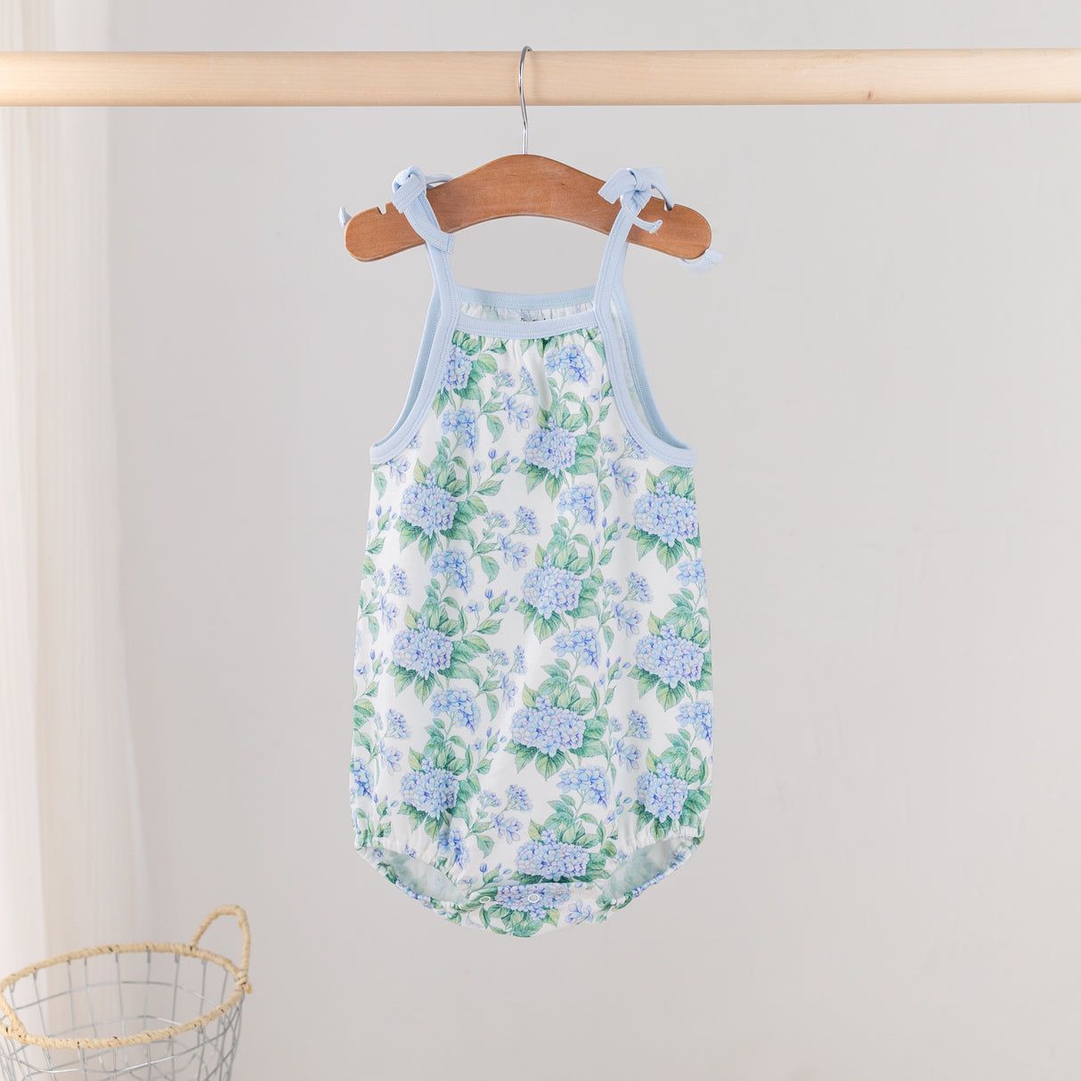 Nola Tawk Hydrangea Heaven Organic Cotton Shoulder-Tie Onesie