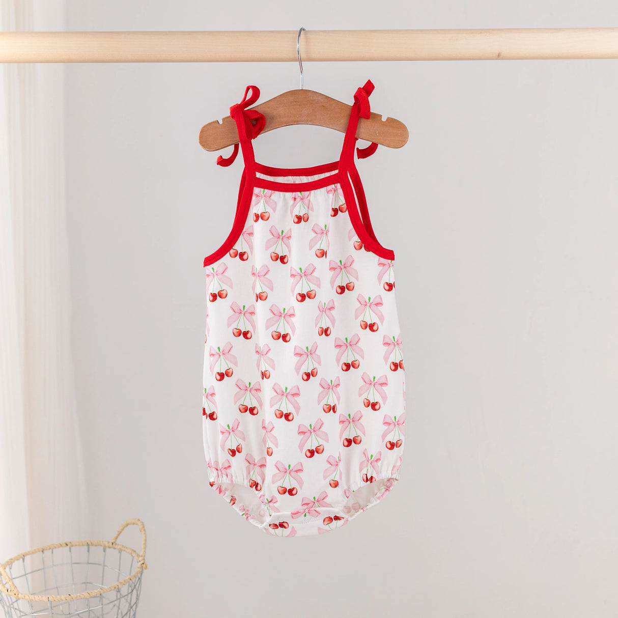 Nola Tawk Chery On Top Organic Cotton Shoulder-Tie Onesie