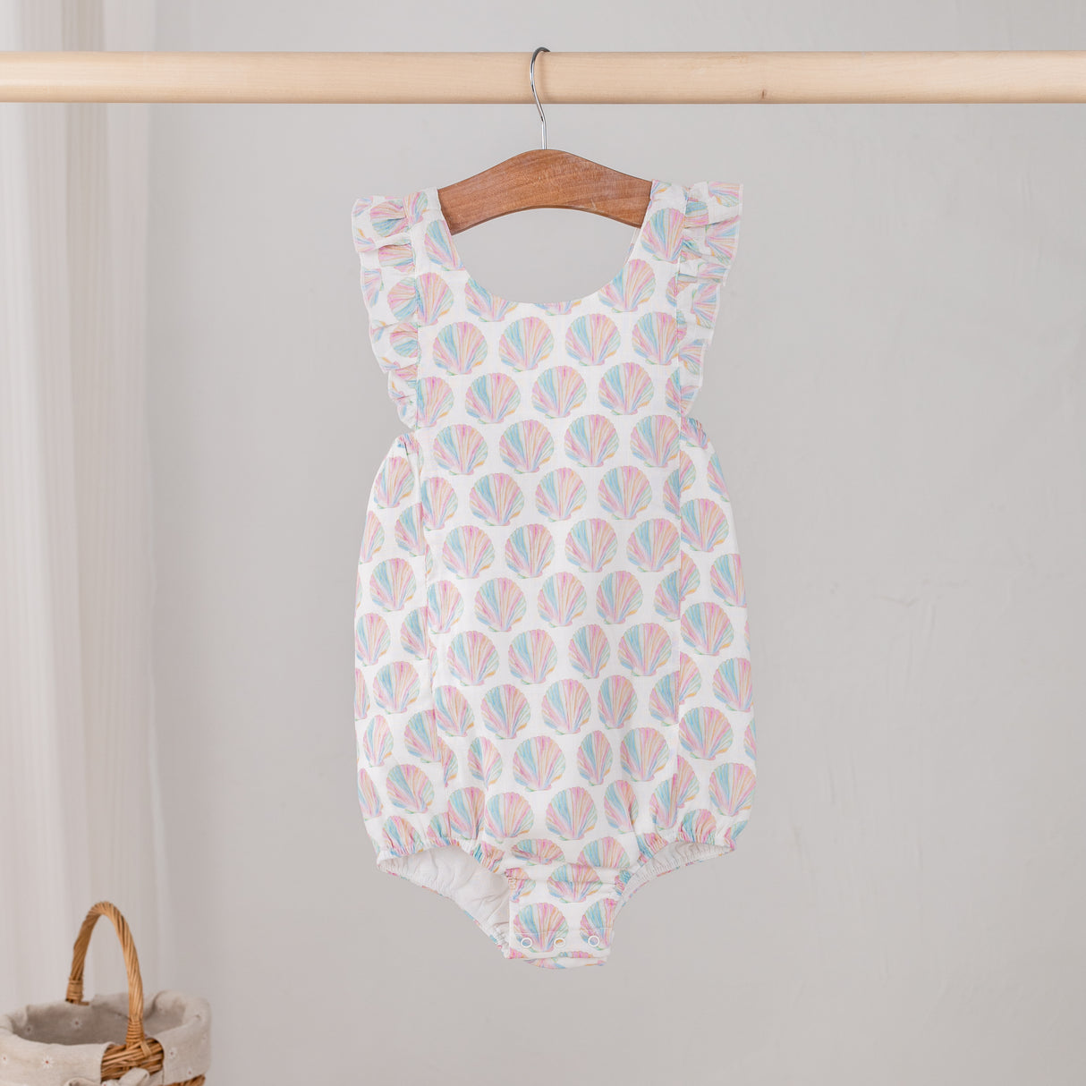 Nola Tawk Shell Yeah Organic Muslin Bubble Romper
