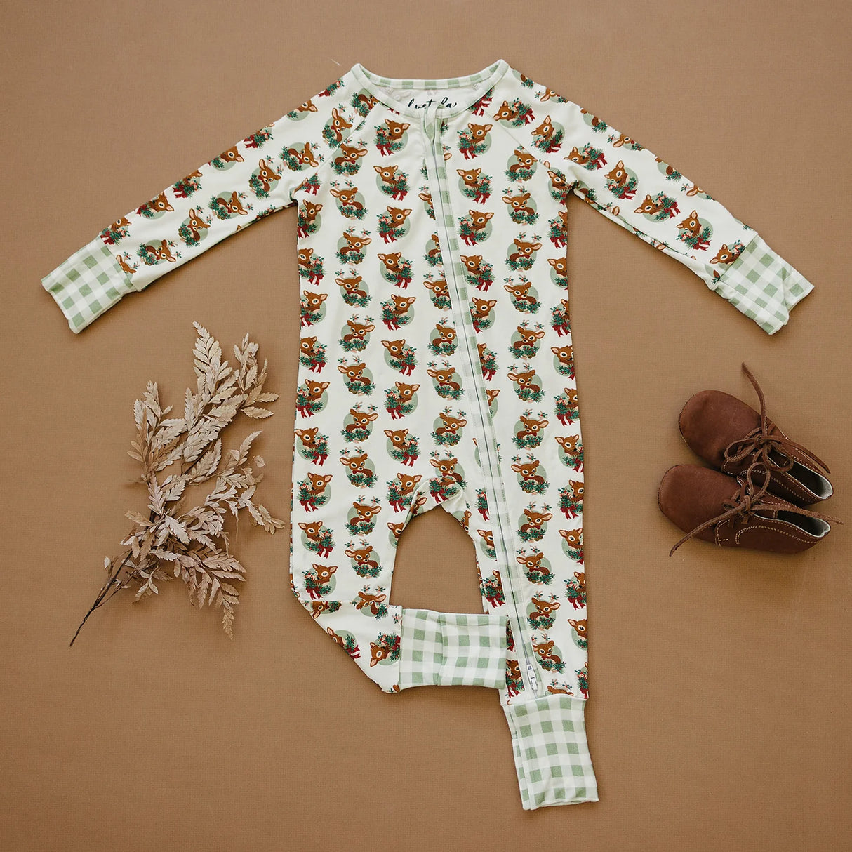 Velvet Fawn Reindeer Bamboo Zipper Pajama